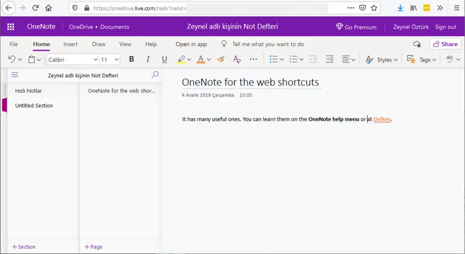 OneNote for the web