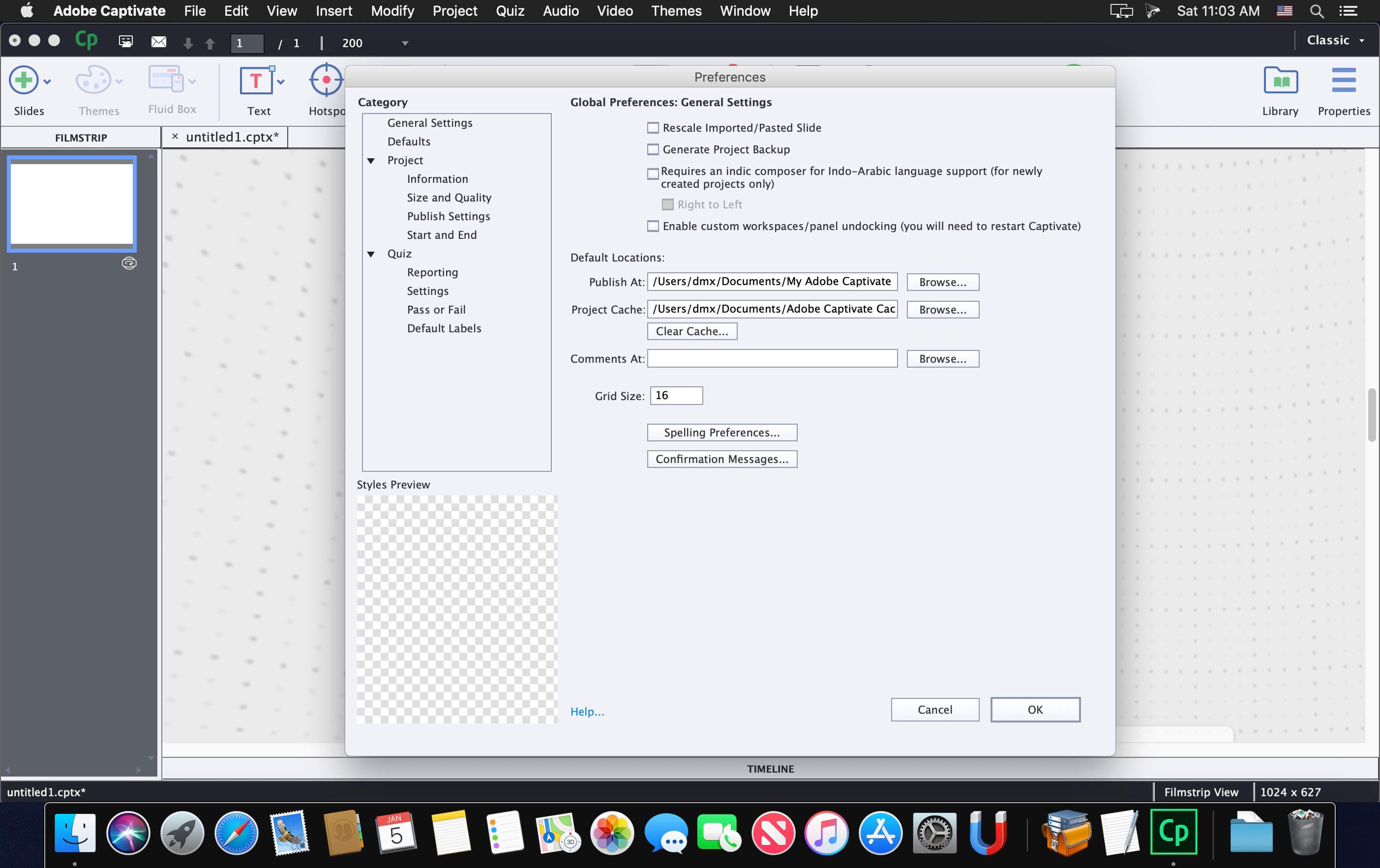 Adobe Captivate 2019 (macOS) keyboard shortcuts ‒ defkey