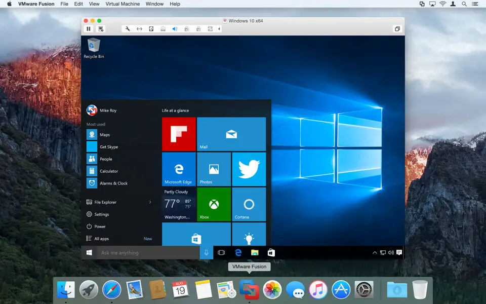 windows 10 vmware fusion