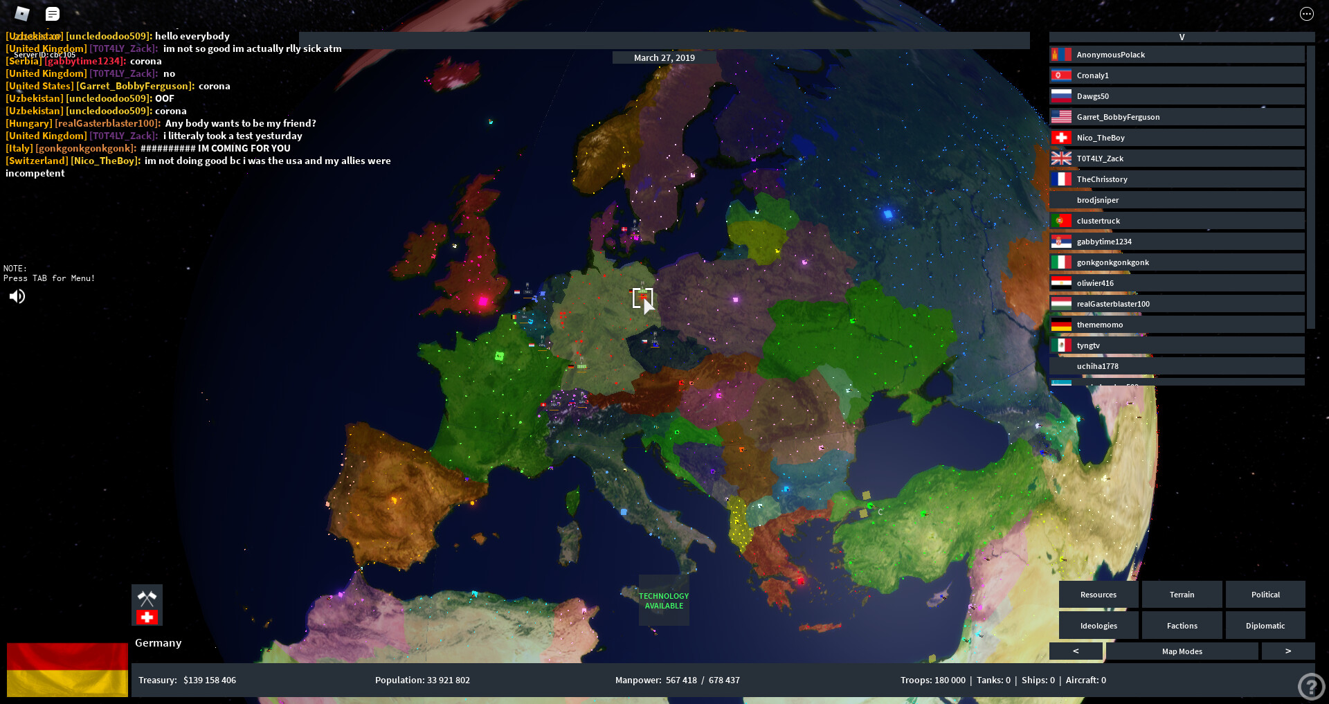 Lobby, Roblox Rise of Nations Wiki